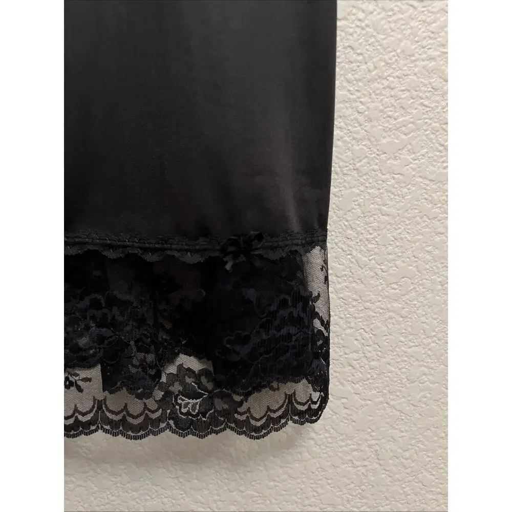 Vintage Lingerie Dress Slip Lace Sabrina Carpenter Black Quiet Luxury USA 36 TT